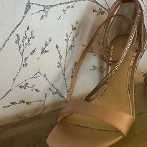 Pink satin 4” strappy heels